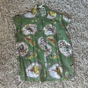 Vintage print western button up